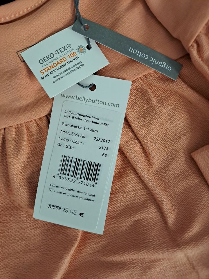 BELLYBUTTON Sweatjacke NEU!!  UVP 29,95  Gr.68 apricot Ökotex in Landshut