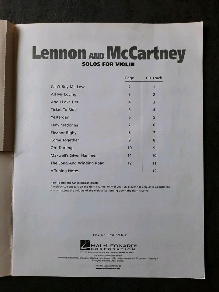 Violine Noten mit CD: Lennon and McCartney, Solos for Violin in Wörrstadt