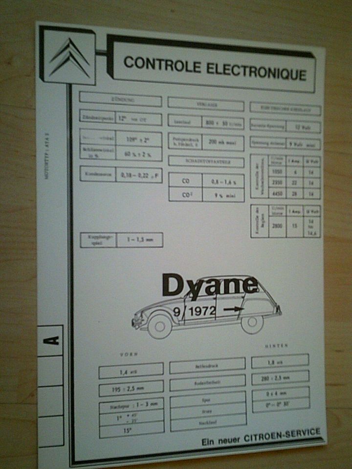 Citroen 2CV Dyane AMI GS CX Serviceblatt Controle Electronique in Lauterbach (Hessen)