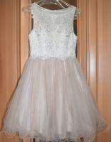 Cocktailkleid Beige/Weiß mit Tüllrock und Spitzenoberteil XXS TOP Leuna - Spergau Vorschau