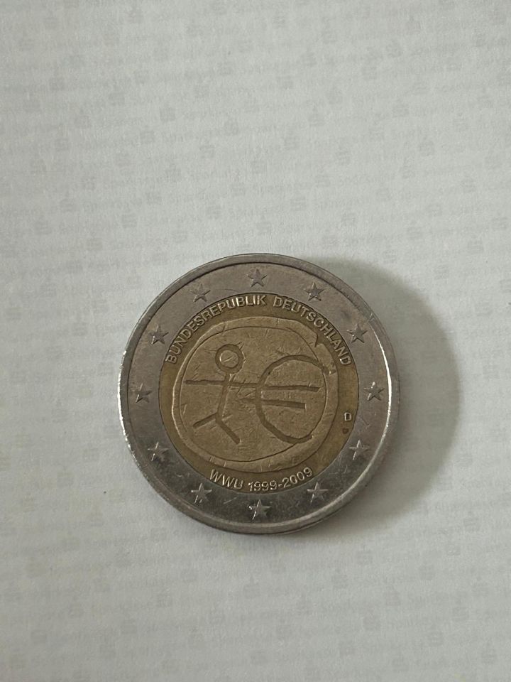 2 Euro Münze „Strichmännchen“ WWU 1999-2009 in Jüchen