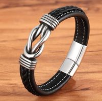 Armband Männer Herren Knoten Schwarz Echtes Leder Edelstahl Magne Baden-Württemberg - Öhringen Vorschau