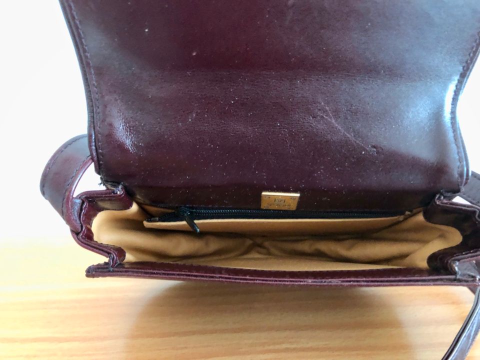 Vintage 80-er Schultertasche Yorn Leder burgunderrot in Heidelberg