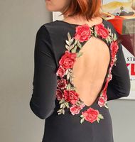 Partykleid Maxikleid elegant festlich rückenfrei Blumen Stickerei Bayern - Heroldsberg Vorschau