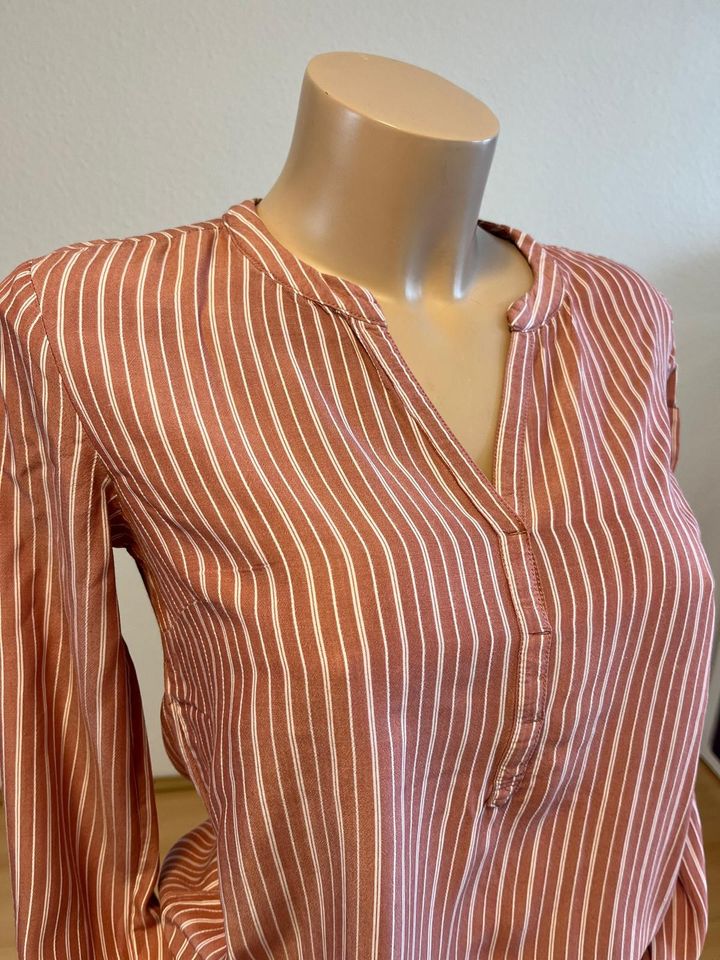 S.OLIVER BLUSE XS 34 Beige braun Oberteil business Gestreift y2k in Aichtal