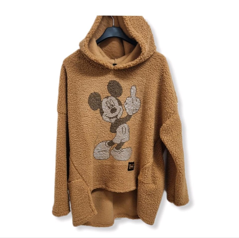 Mickey Mouse Glitzer  Teddy-Plüsch Pullover Größe 40-44 in Grefrath