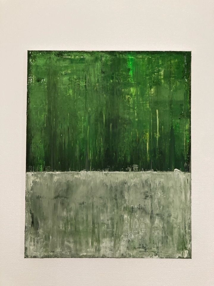 Abstrakte Kunst Gemäld Bild 80x100cm Acryl Leinwand grün weiß in Berlin