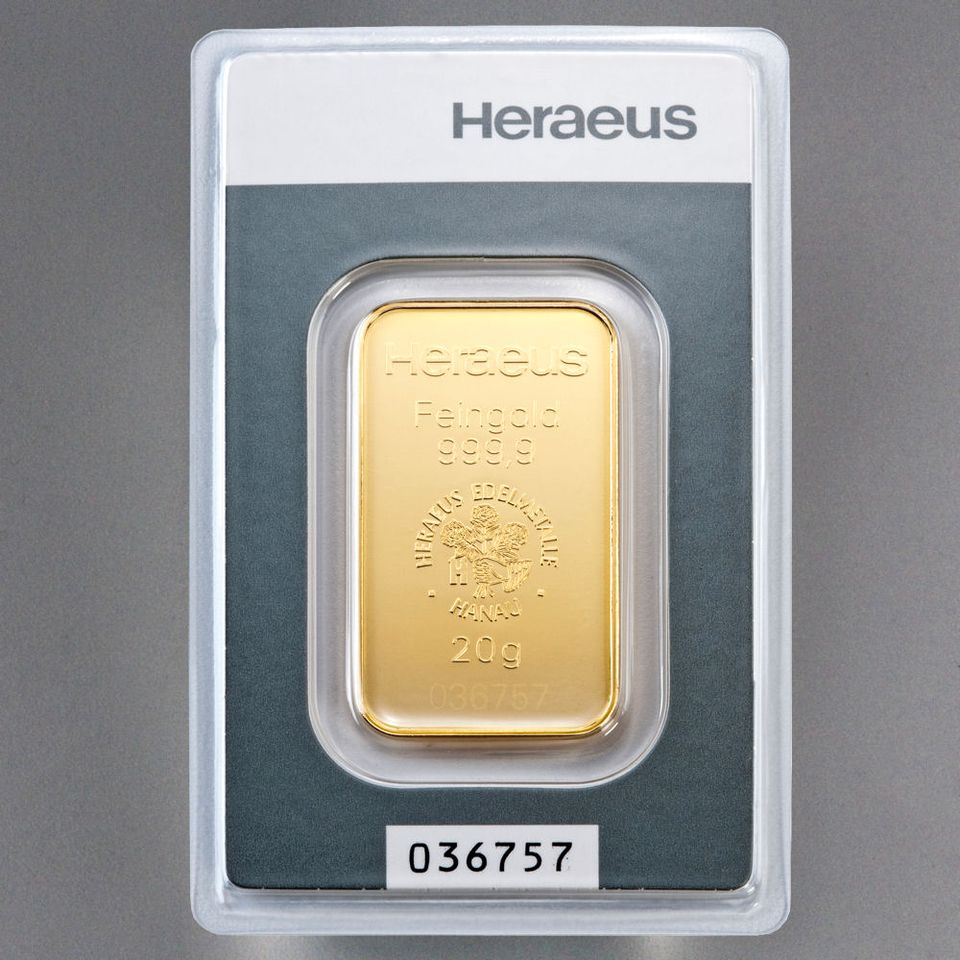 Heraeus 1 Gramm 5g 10g 20g 999.9 Goldbarren in Blister in Fürstenau