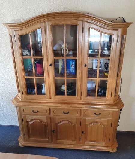 Sideboard mit Glasvitrinen Schrank Echtholz Eiche massiv in Viereth-Trunstadt