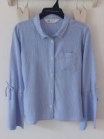 H&M Bluse Hemd feine Streifen 152 blau weiß Top Volant Ärmel Altona - Hamburg Iserbrook Vorschau