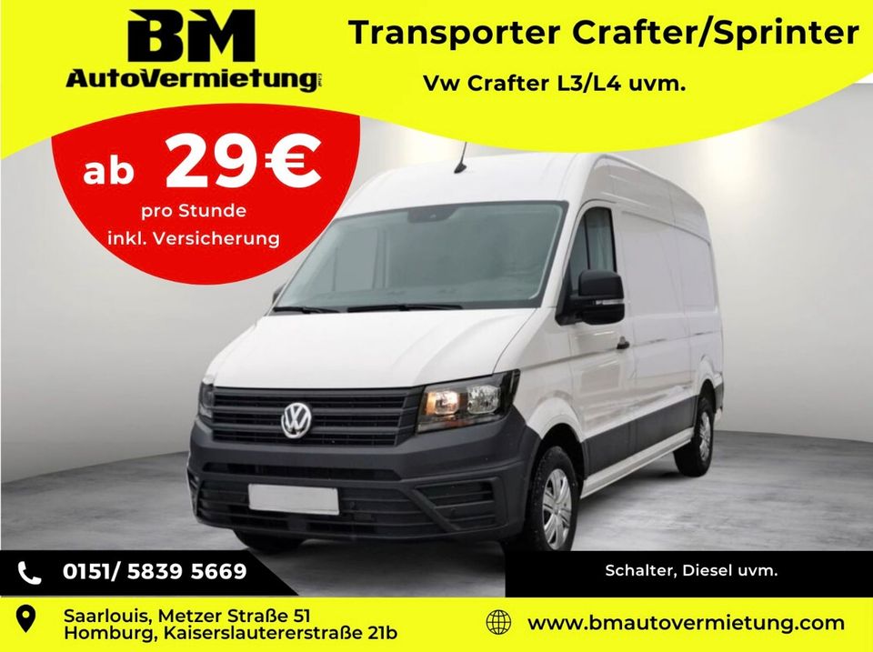 Transporter mieten in der Nähe Umzugsfahrzeug mieten Mietwagen Transporter mieten Crafter mieten Sprinter in Saarlouis mieten Autovermietung BMAutovermietung Mietwagen Leihwagen leihen ab 18 in Saarlouis