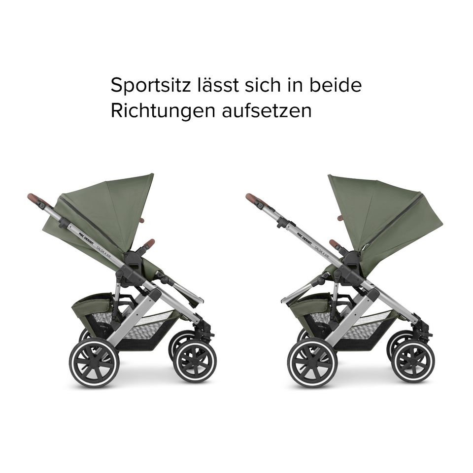 ABC-Design Salsa 4 Air - 2in1 Kinderwagen-Set - Olive - inkl. Babywanne + Sportsitz + XXL-Zubehörpaket - NEU in Fulda