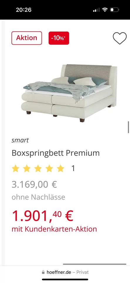 Boxspringbett Premium inkl. Bettkasten, Tagesdecke, Kissen usw. in Windeck