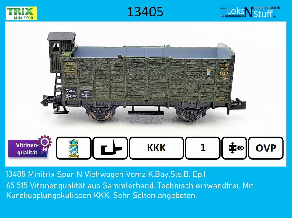 13716 Minitrix Spur N Schnellzugwagen Ccü K.Bay.Sts.B. Ep.I 3.Kl in Eschwege