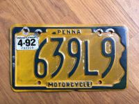 Vintage Motorrad altes Nummern-Schild USA Pennsylvania Penna gelb Sachsen - Schkeuditz Vorschau