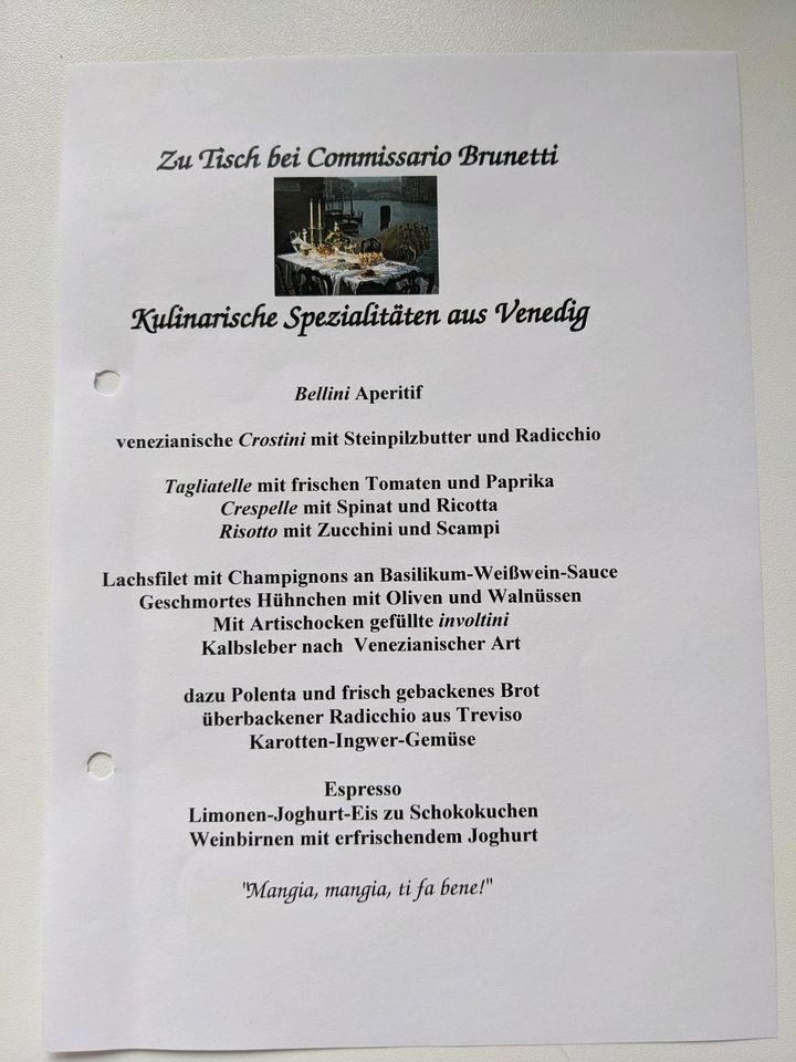 Rezepte aus VHS Kursen: Italienisch und Weihnachtsmenü in Freising