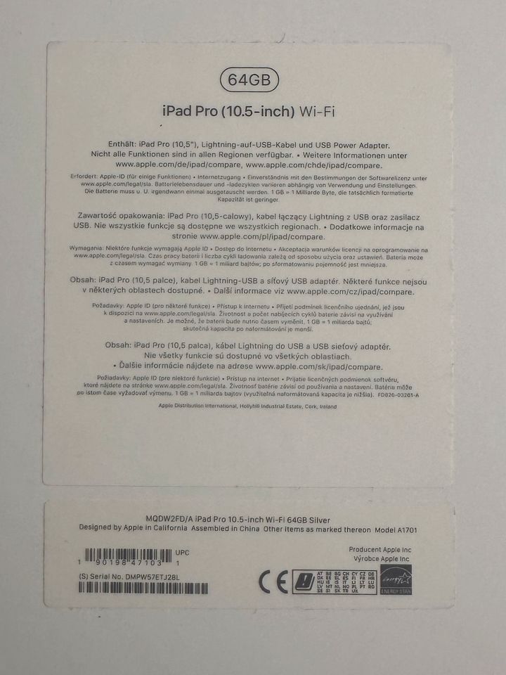 Apple iPad Pro 10,5“ 64 Gb wifi in Neufahrn