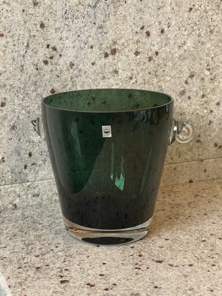 Gral Glas Vase Eiskübel Rauchglas grün Mid Century Vintage 50er in Marl