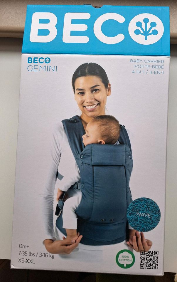 Babytrage Bauchtrage Tragehilfe Beco Gemini, ab Geburt, blau in Wilnsdorf