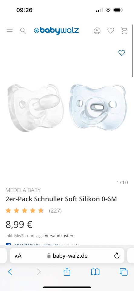 Medela Schnuller soft 0-6 Monate Neu in Pinneberg