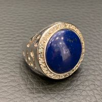 Silber Ring Lapislazuli Natur Stein Blau mit Zirkonia Steinen 925 Hessen - Baunatal Vorschau