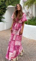 Zara Damen kleid cut out mit patchwork print kleid pink GR-XS/S Bayern - Neufahrn Vorschau