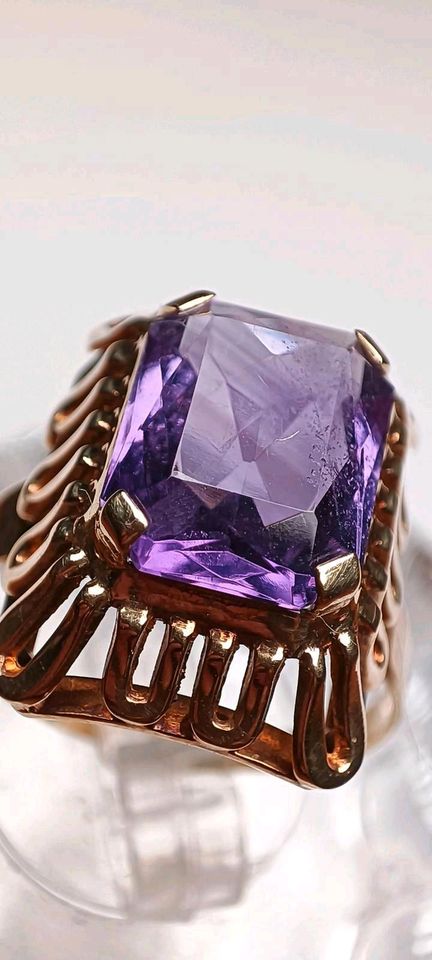 Antiker großer Amethyst Ring 585 Gold 14k 57 in Reinstorf