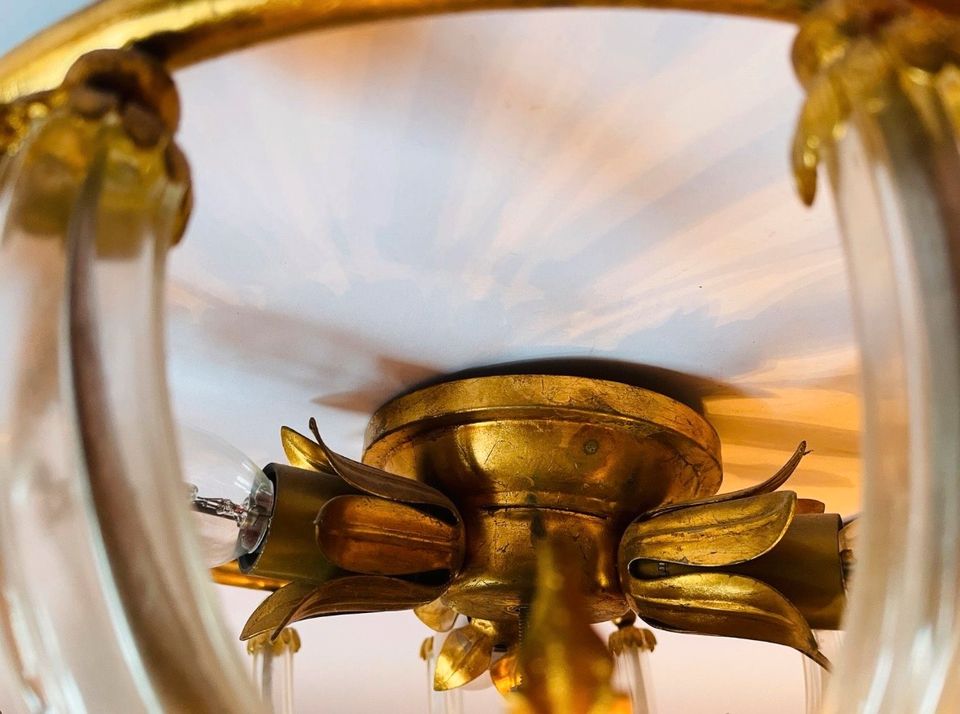 Antik Mid-Century Deckenlampe Lampe Blattgold Hollywood Regency in Hagen