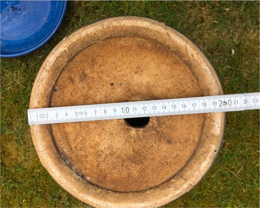 Großer Blumenkübel Kübel Pflanzkübel + Untersetzer Blau glasiert in