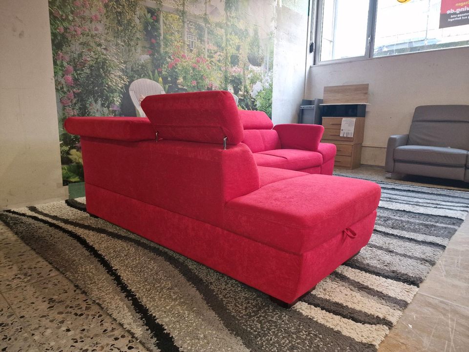 Exxpo - sofa fashion Ecksofa N1679 Salerno von OTTO, Bettfunktion, Bettkasten, Kopteil-und Armteilverstellung, aus Microfaser PRIMABELLE® in rot. OTTO Polstermöbel bis zu -80% der UVP. in Hagen