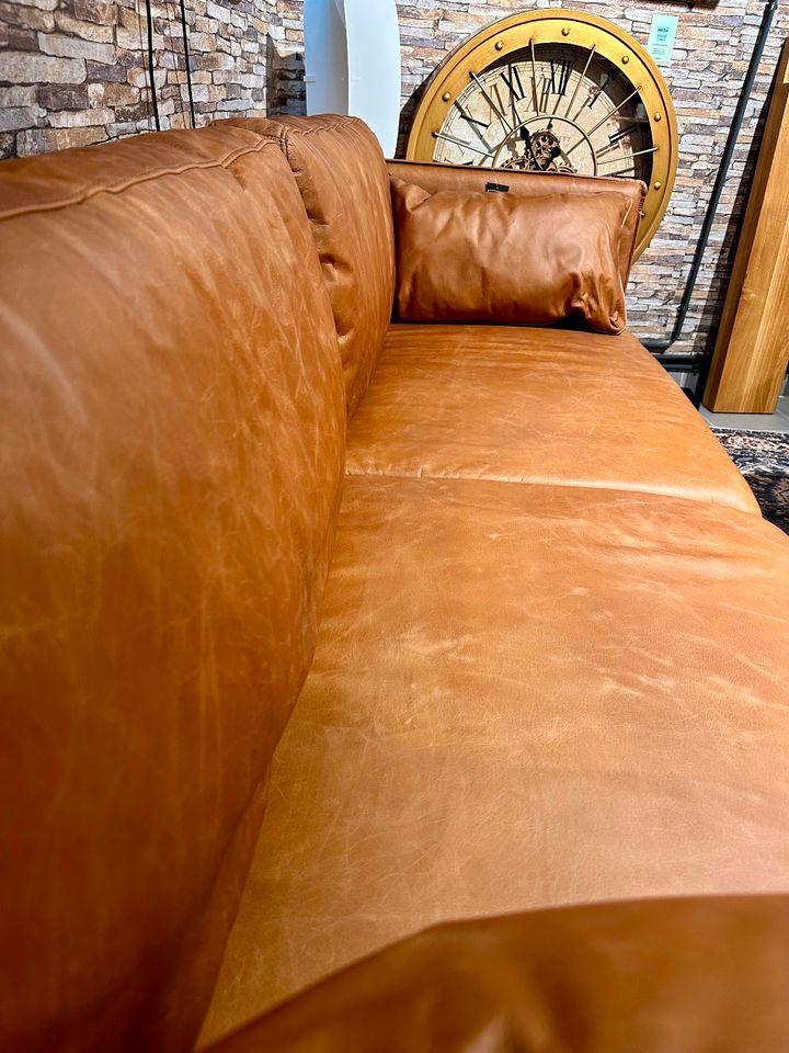 Couch Wohnzimmer Büro Wartezimmer Echt Leder cognac braun in Wermelskirchen