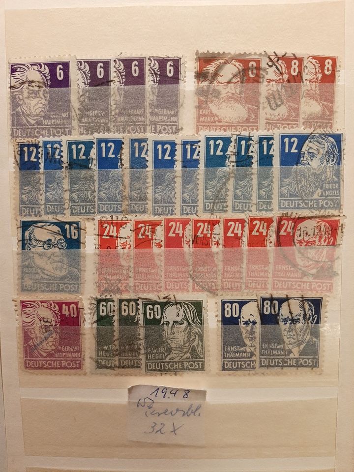 Briefmarken SBZ 1948 Berühmte Pers. Köpfe 1, 32x gest. in Zweenfurth