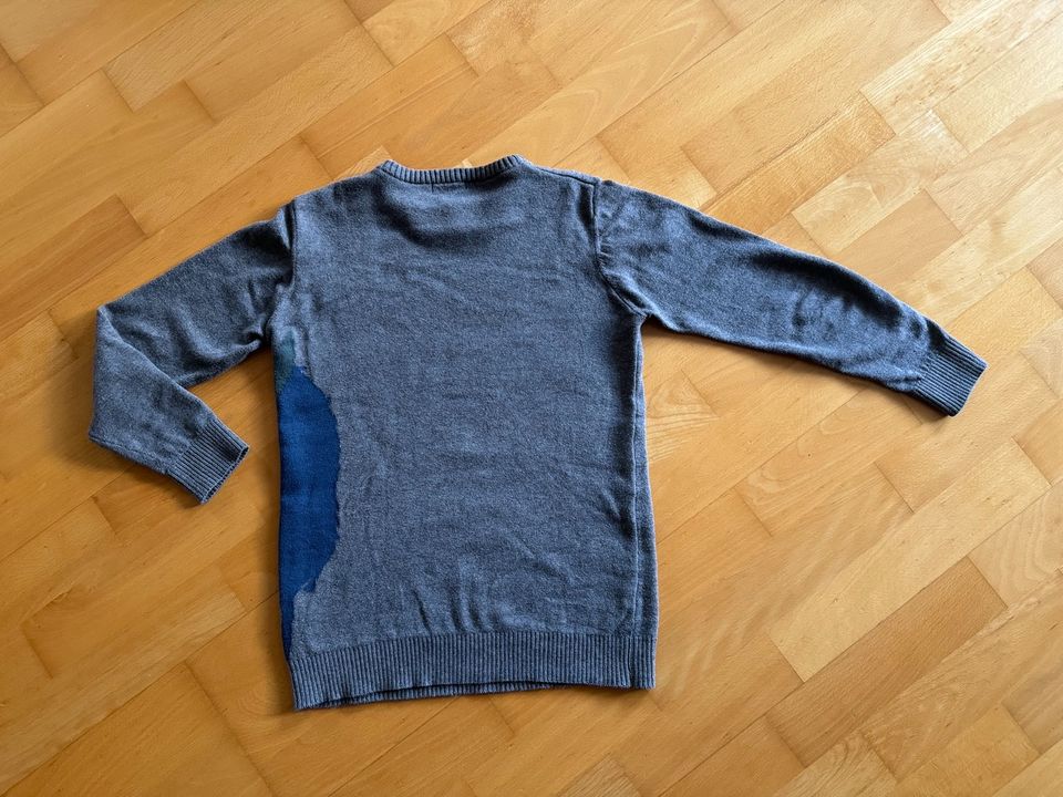 Pullover Pulli anthrazit grau blau vertbaudet Monster 140 Jungen in Unterföhring