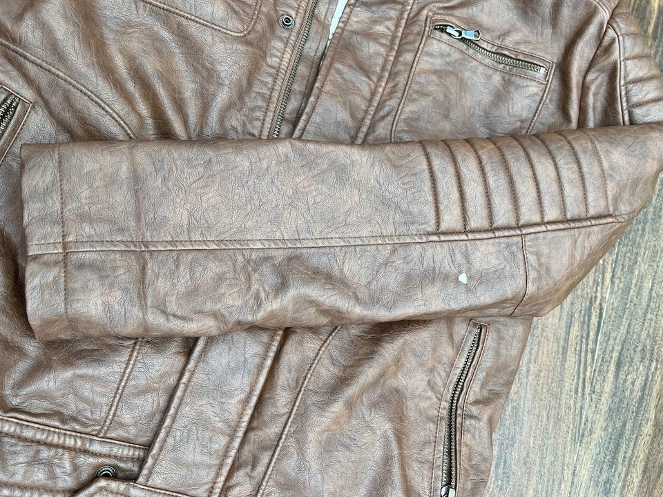 SISLEY, BIKERJACKE, BRAUN, WARM GEFÜTTERT, 170 in Willich