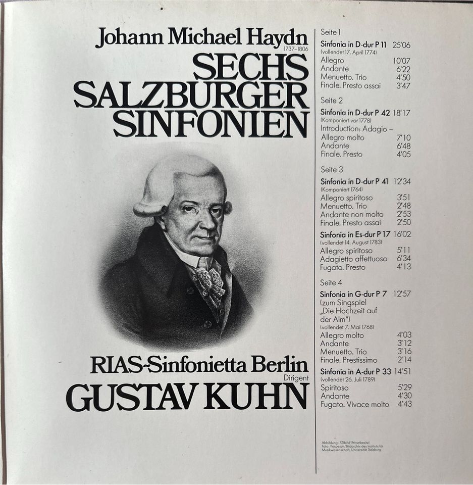 2 LPs Vinyl Sechs Salzburger Sinfonien Johann Michael Haydn in Nordhausen