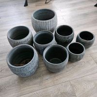 Blumentopf 10x Blumentöpfe Keramik grau 28cm 24cm 20cm 14cm Nordrhein-Westfalen - Herzogenrath Vorschau