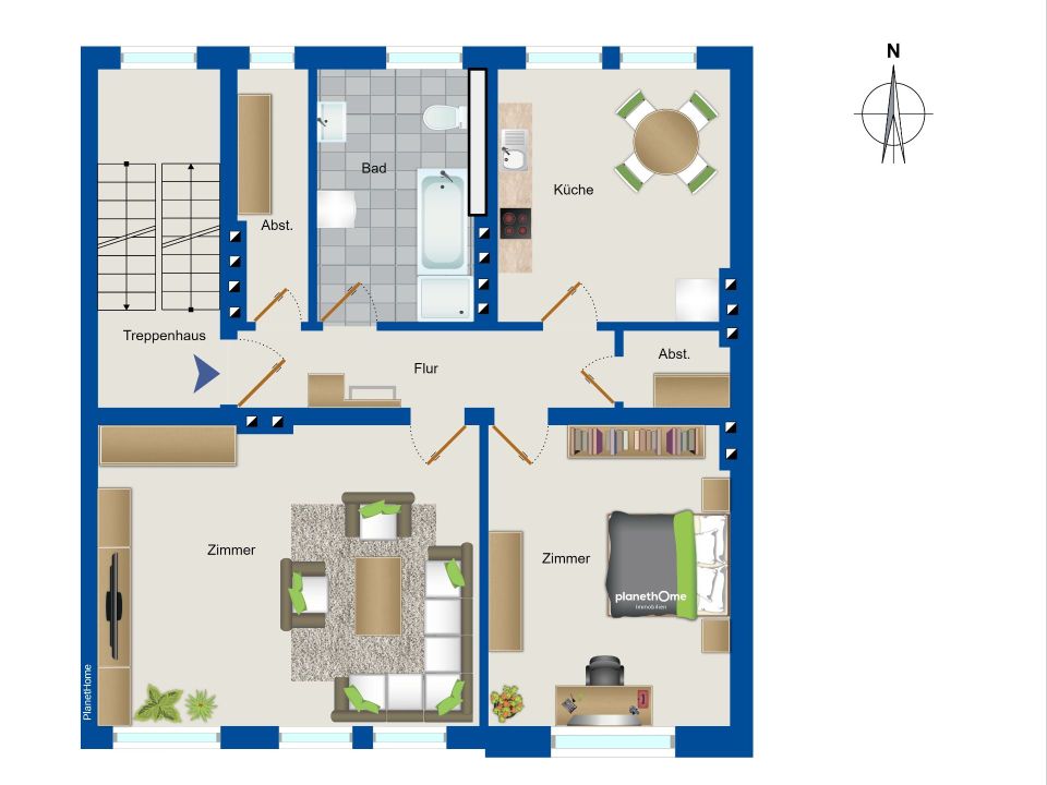 ruhig gelegene 3-Zimmer-Wohnung in einem Haus aus der Gründerzeit im Zentrum von Magdeburg in Magdeburg