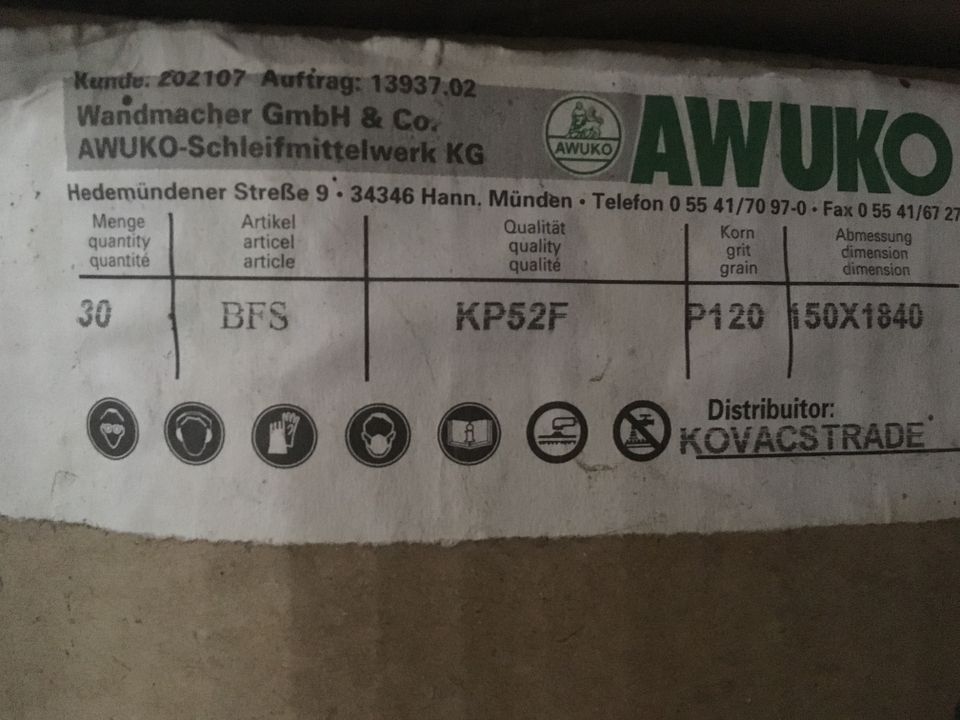 30 AWUKO Schleifbänder Kantenschleifmaschine 150 x 1840 mm Korn in Gardelegen  
