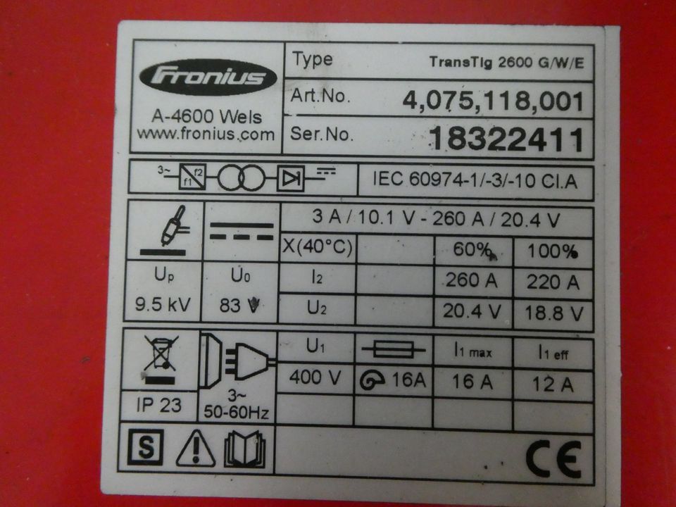 FRONIUS TransTig 2600 G/W/E Wig Schweißgerät Stromquelle 260A  #2 in Selm