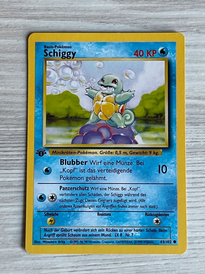 Pokémon Karte Schiggy Base 1. Edition First Edition Pokemon in Essen