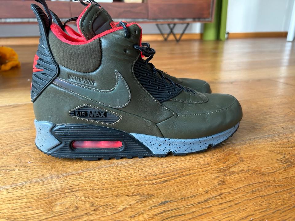 NIKE AIR MAX 90 SNEAKERBOOT DARK LODEN BLACK BRIGHT CRIMSON