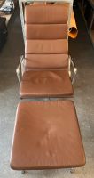 Vitra Soft Pad Chair Stuhl EA222 mit Hocker EA223 in Leder braun Hessen - Darmstadt Vorschau