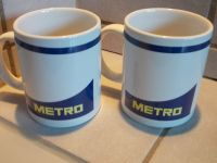 2 Kaffeehumpen Werbeauftruck Metro 9,5 x 8 cm Weiß/ Blau Nürnberg (Mittelfr) - Nordstadt Vorschau