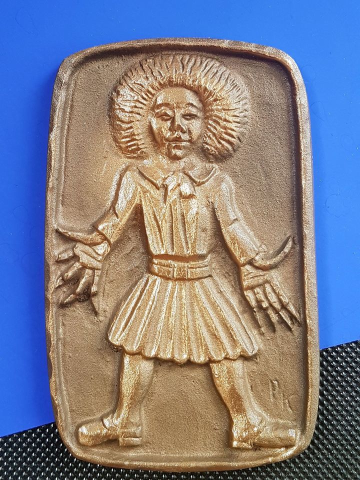 Bronzeplakette Bronzebild Struwwelpeter 1995 signiert ca. 13 x 8 in Recklinghausen