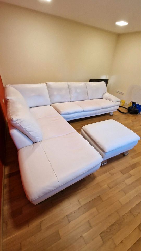 Echtleder Couch in weiß in Mannheim