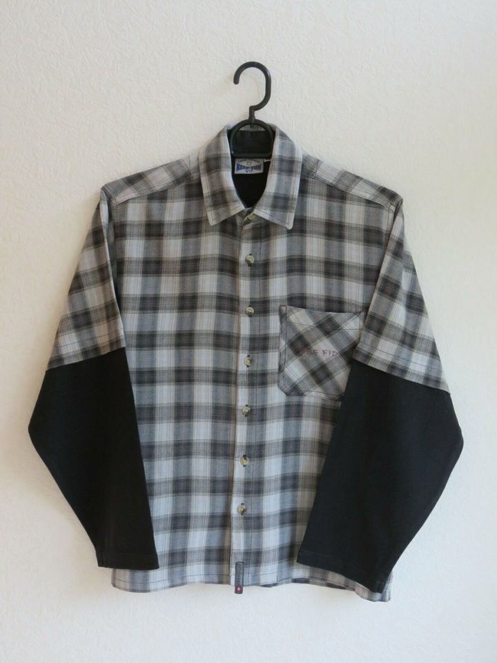 Flanell Hemd Flanellhemd Langarmshirt grau-schwarz kariert Gr 152 in Flensburg