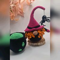 Halloween Gnom mit Spinne + Hexenkessel | Amigurumi | Handmade Bochum - Bochum-Süd Vorschau