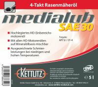 5L KETTLITZ-Medialub SAE 30 - 4 Takt Rasenmäheröl API SJ/CF-4 Bayern - Rennertshofen Vorschau