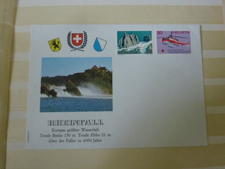 Briefumschlag Rheinfall von Schaffhausen + 2  Briefmarken Schweiz in Remscheid