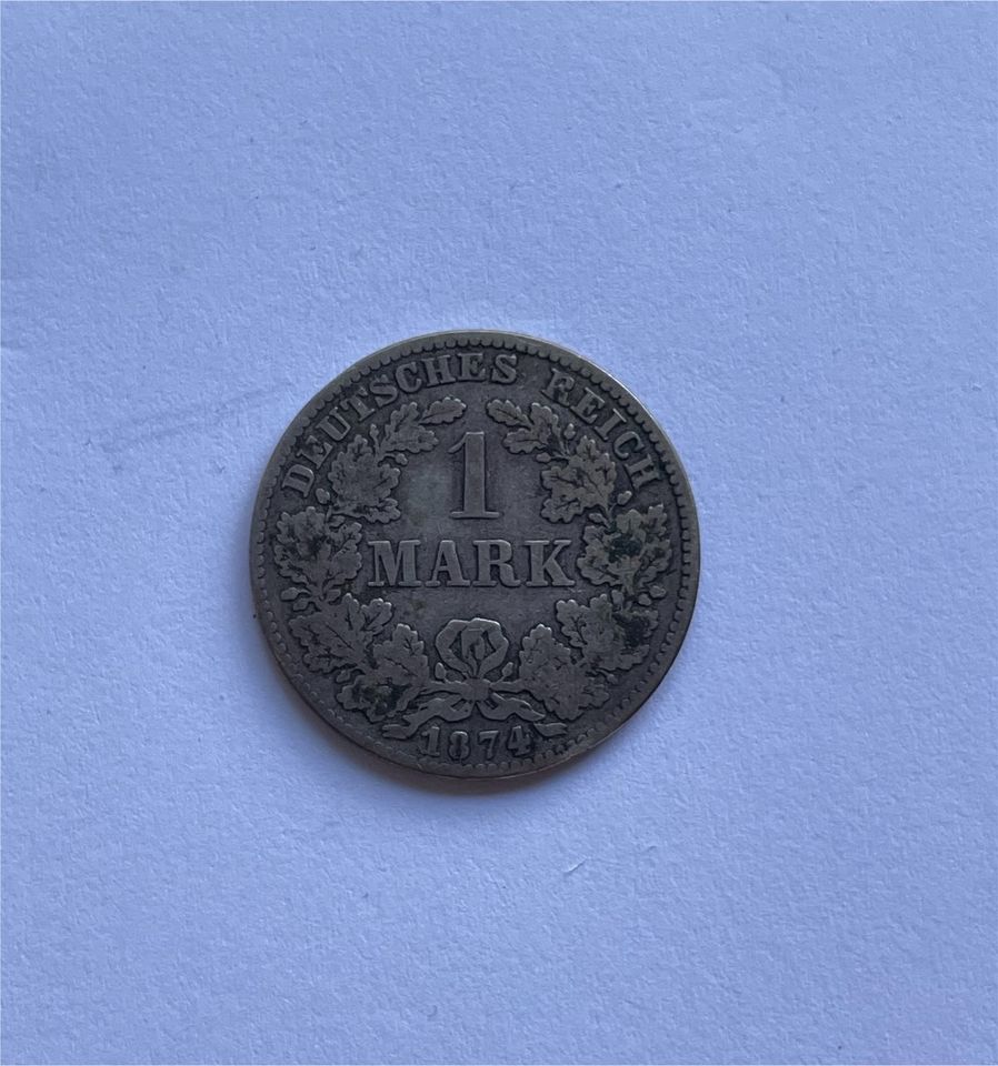 1 Mark Münze deutsches Reich 1874 in Zwingenberg